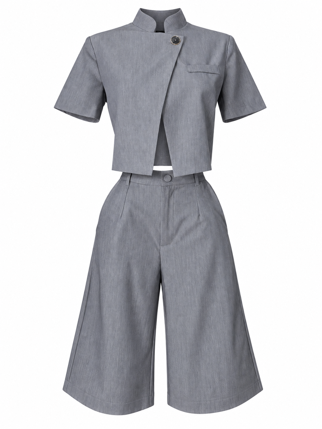 Conjunto gris blazer corto & shorts bermuda