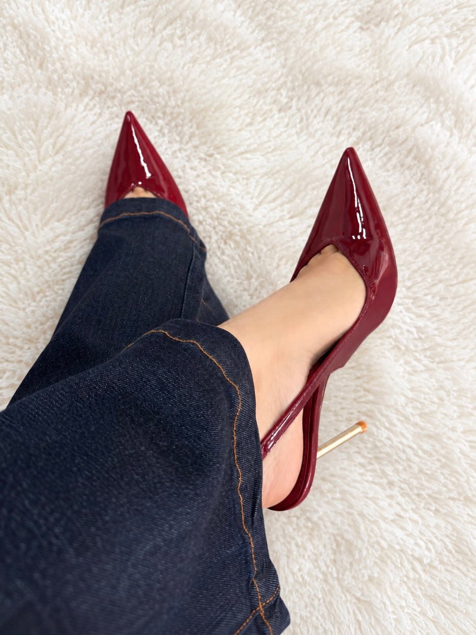 zapatillas burgundy charol detalle dorado