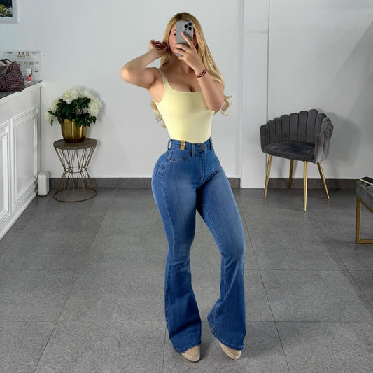 Vibrant jeans corte campana azul medio