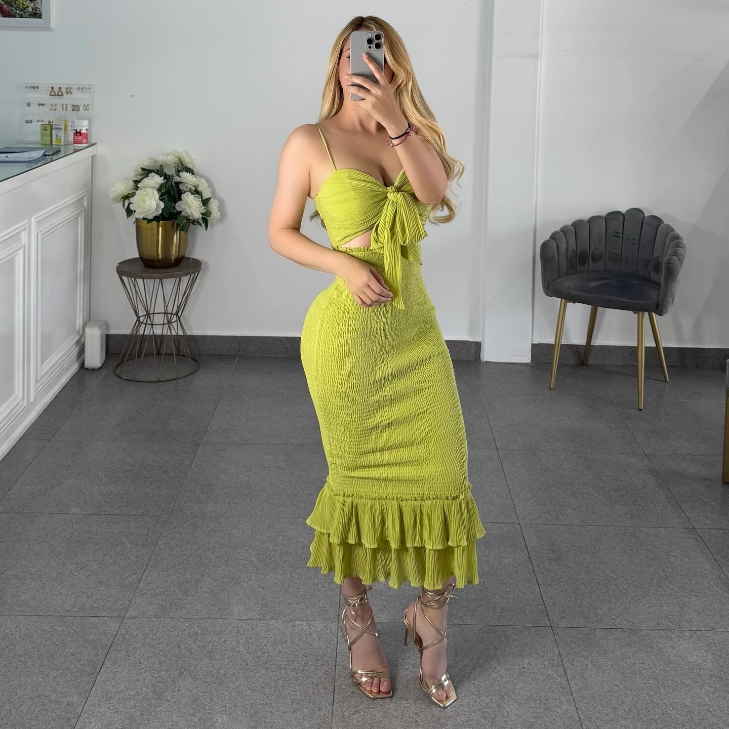 Vestido verde lima