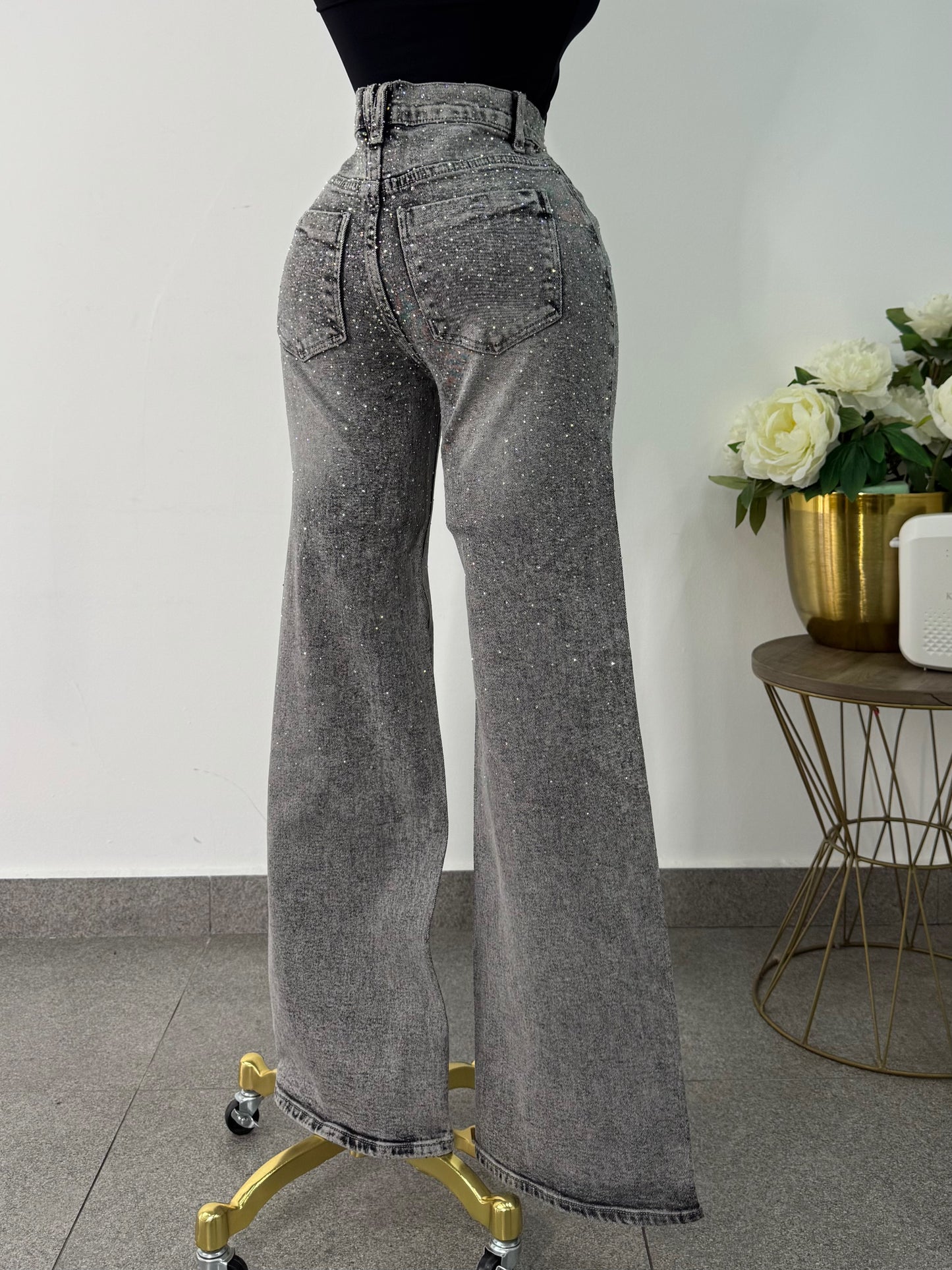 Jeans vibrant gris brillos