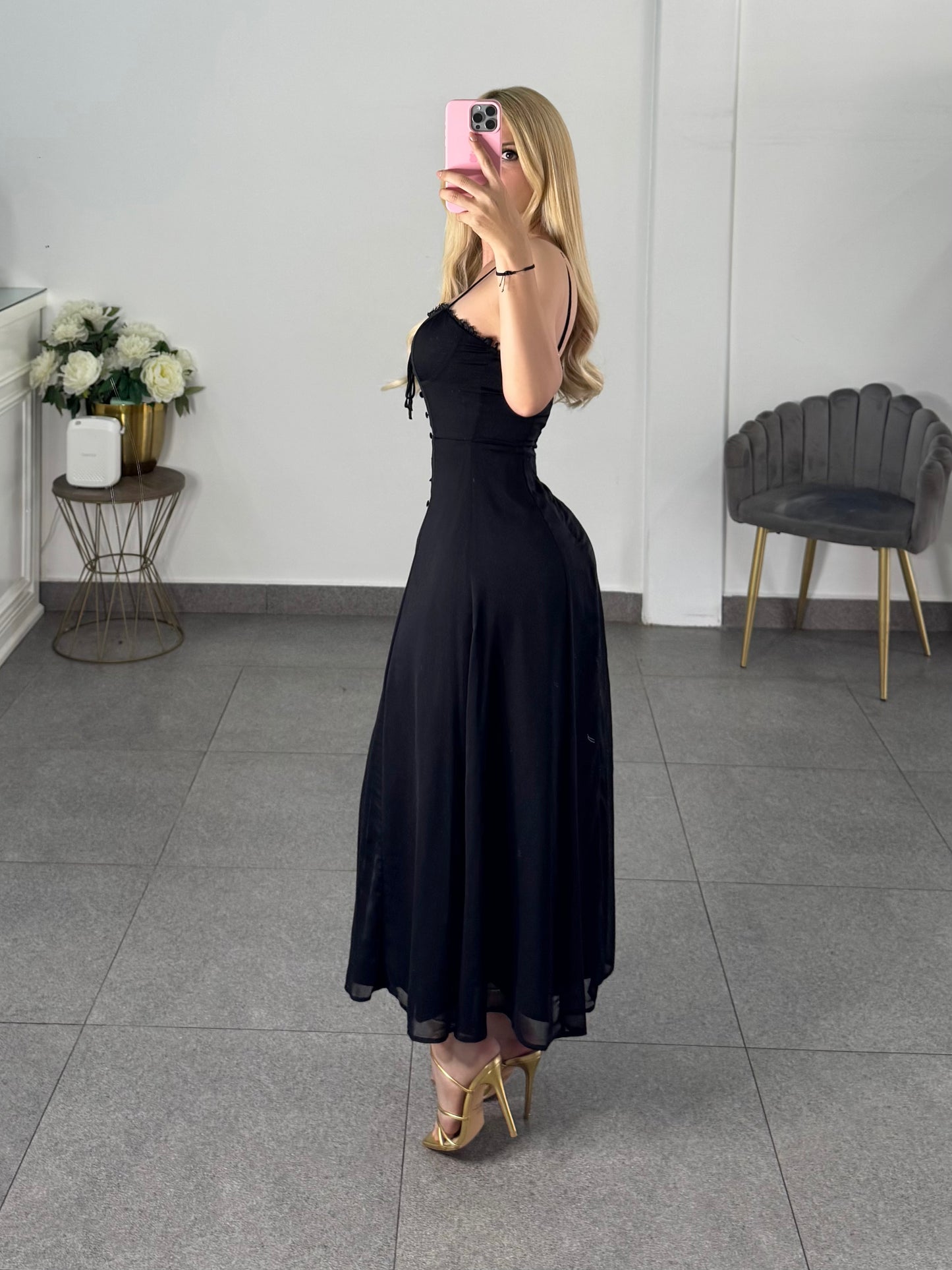 Vestido midi negro