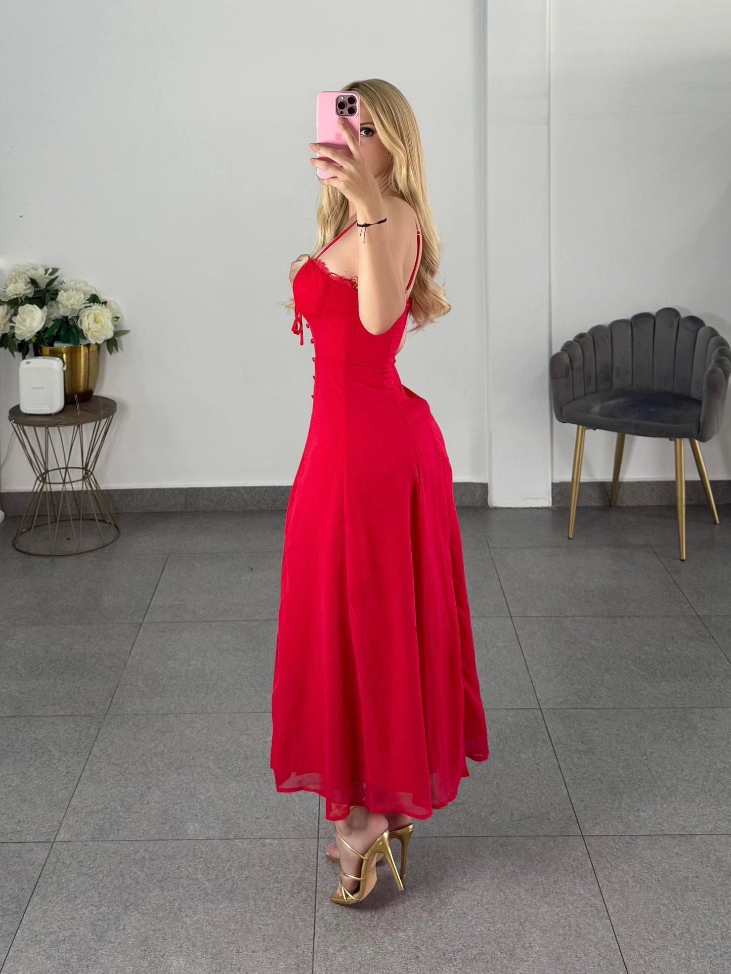 Vestido midi rojo