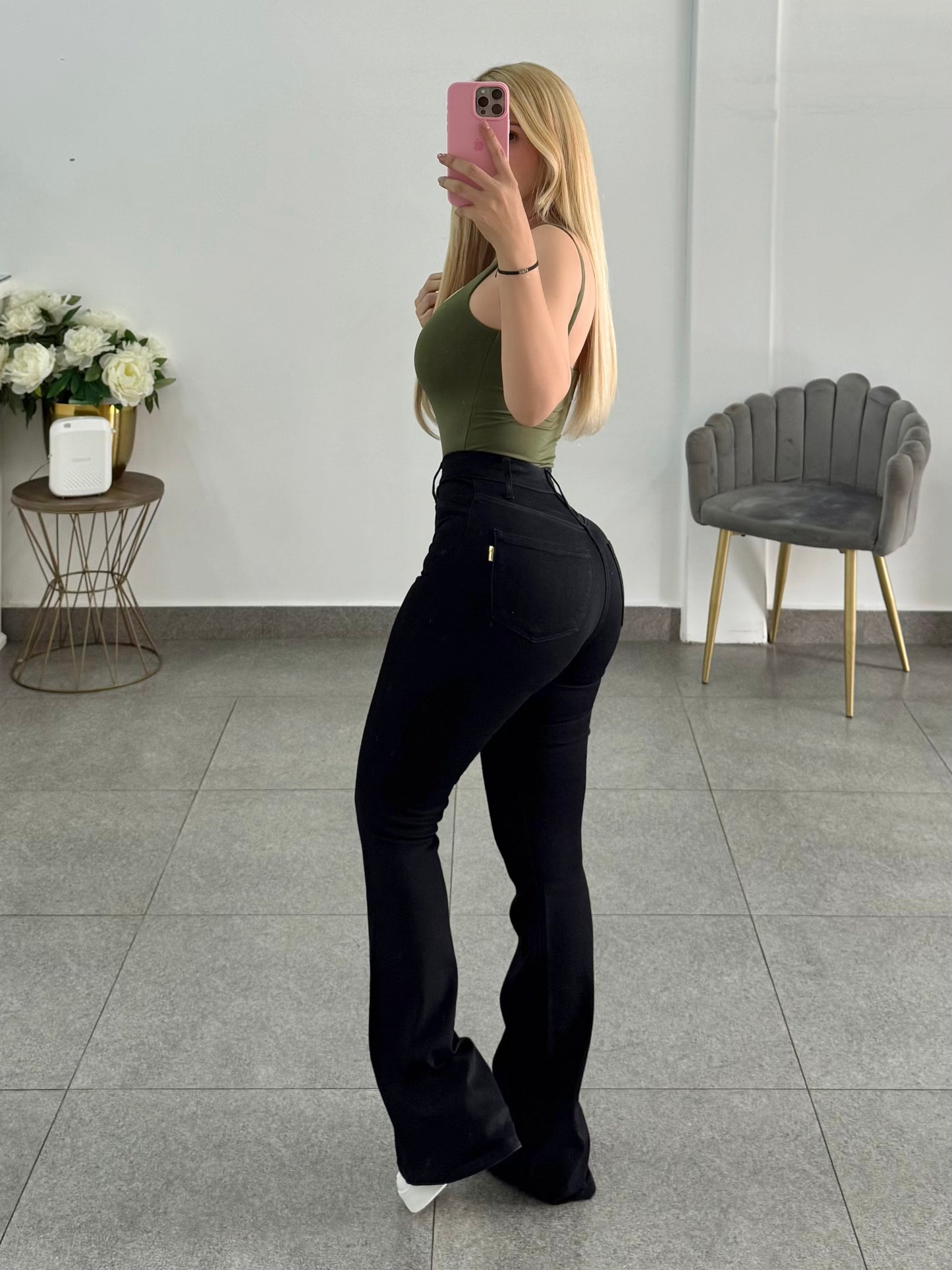 Jeans vibrant corte campana negro