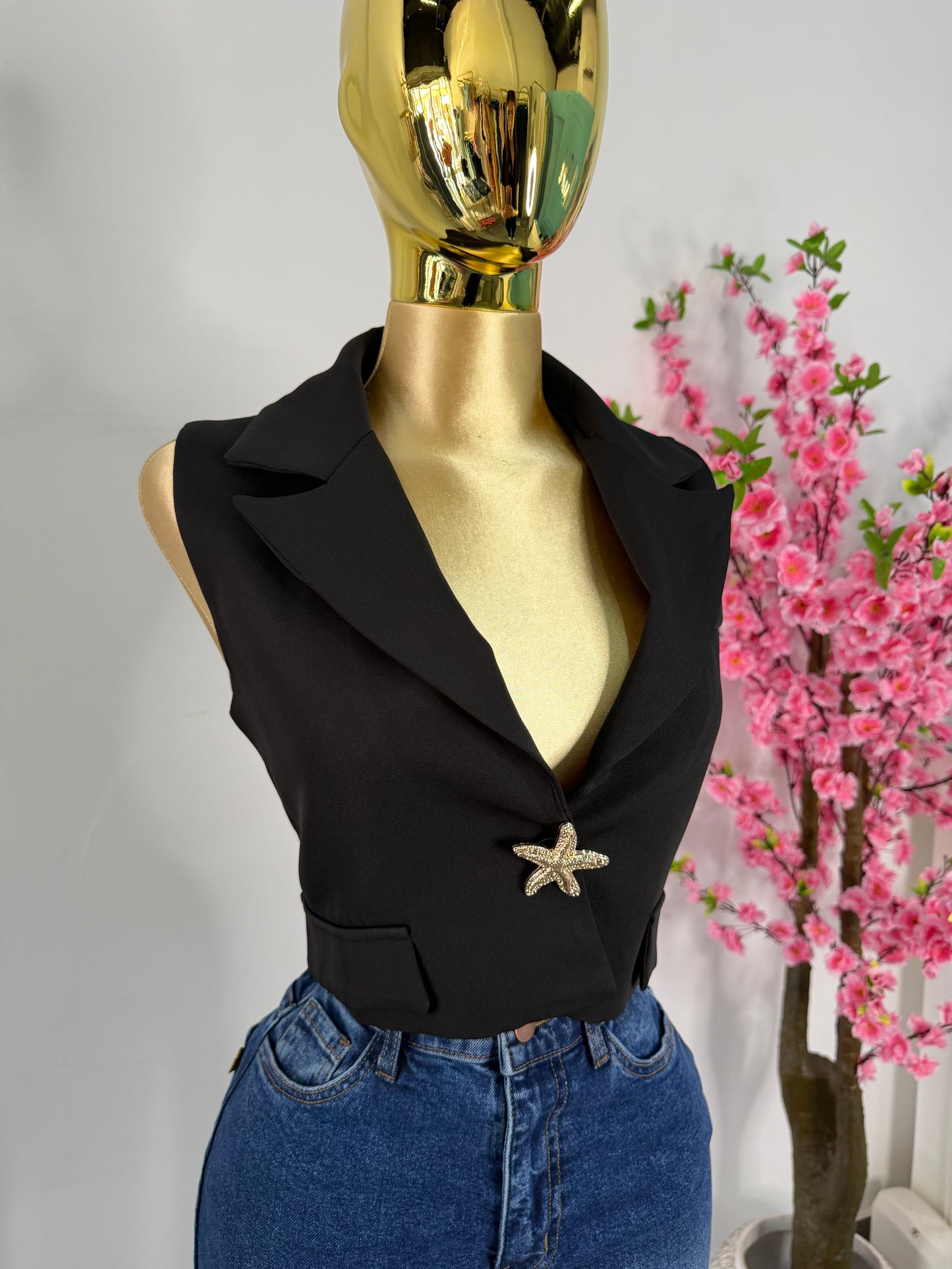 Blazer corto negro estrella