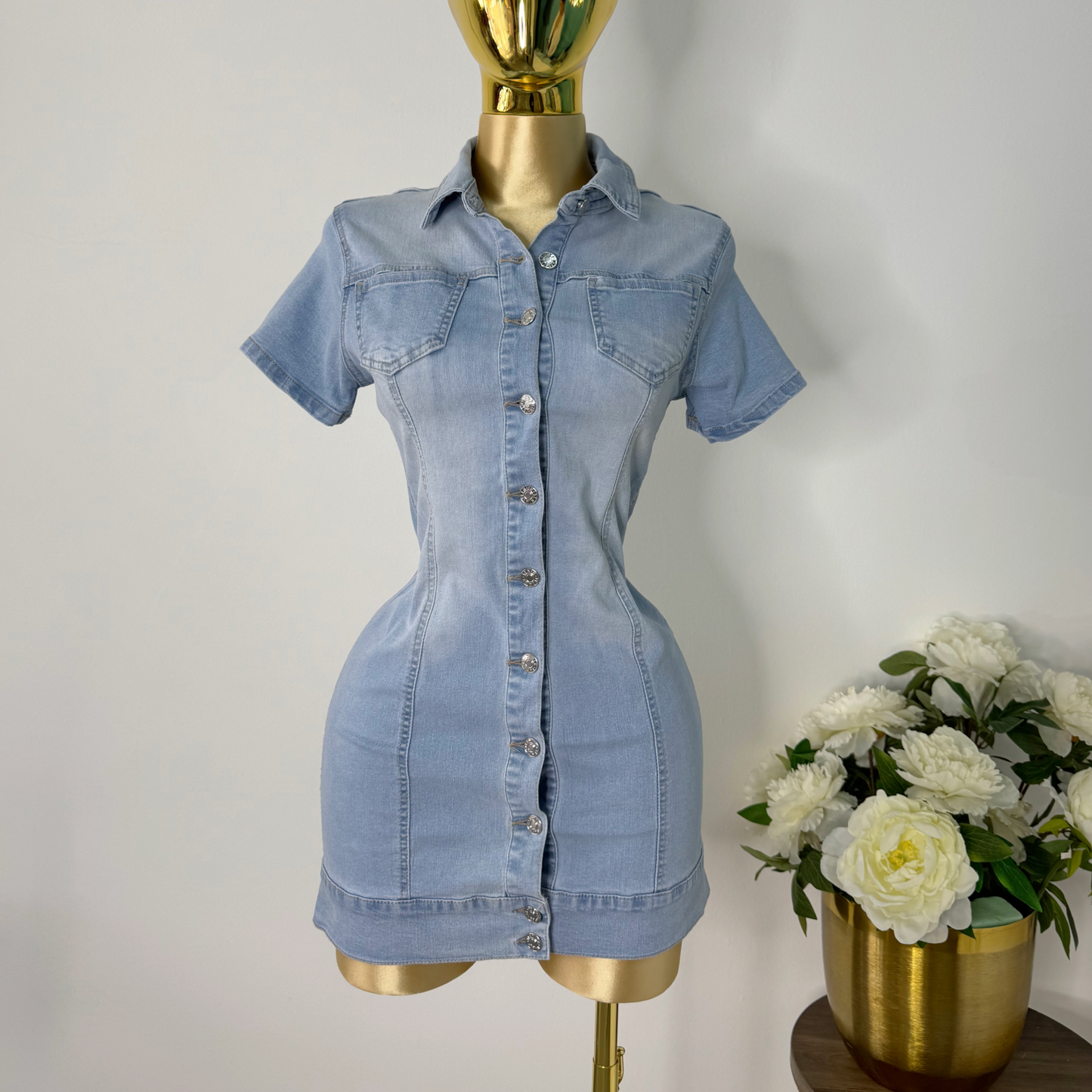 Vestido corto mezclilla claro