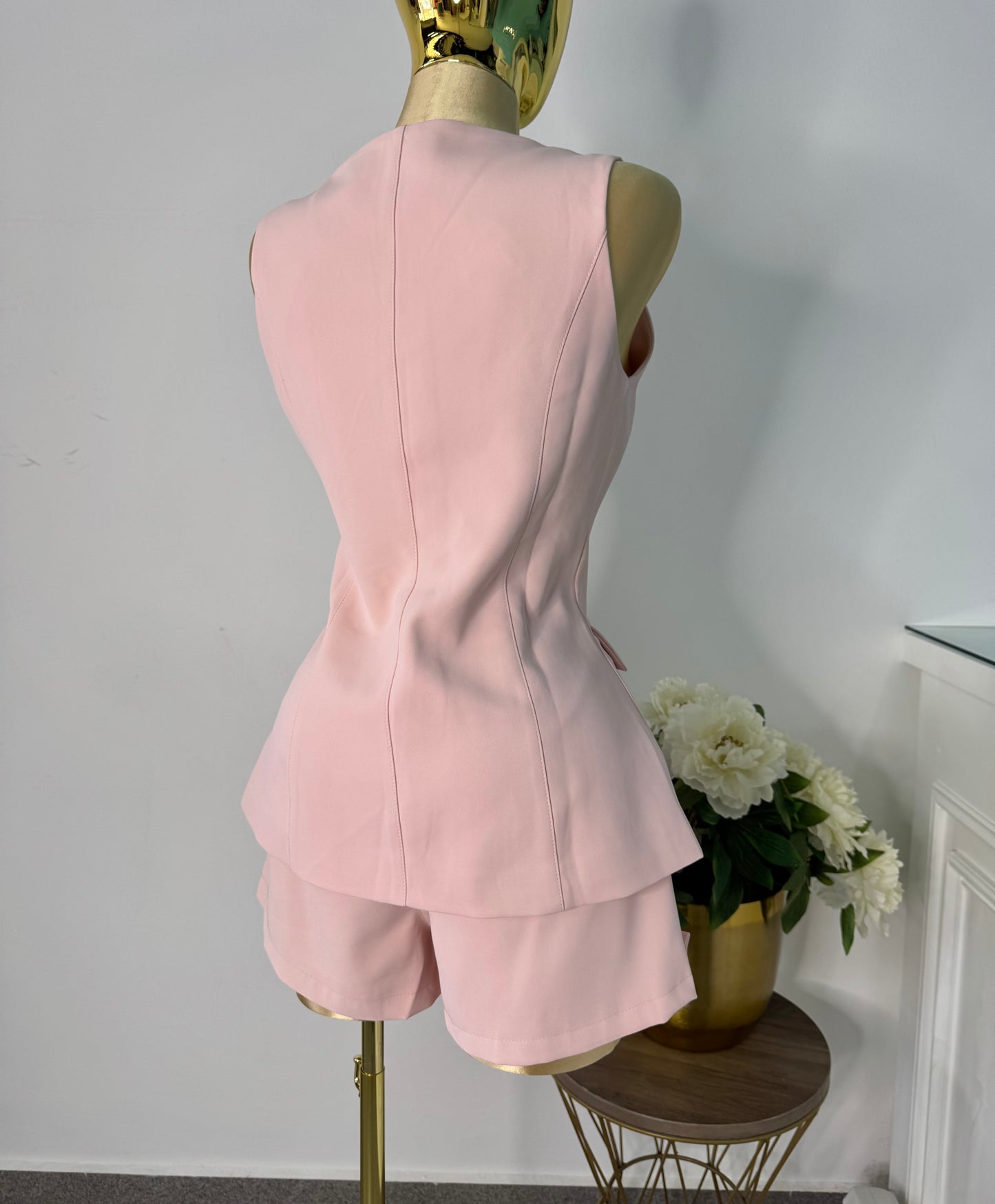 set rosa palo botones dorados