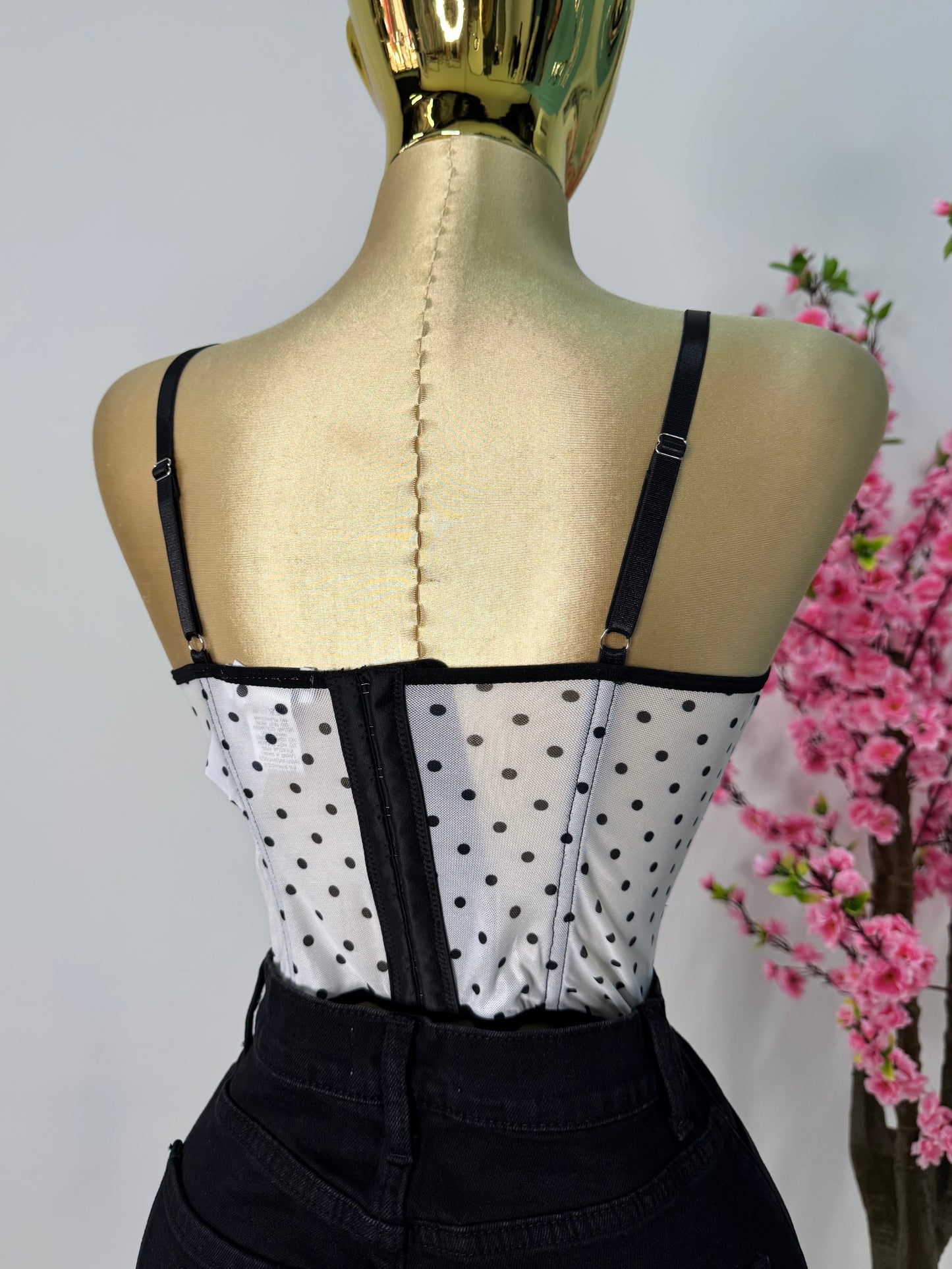 Top corset polka negro