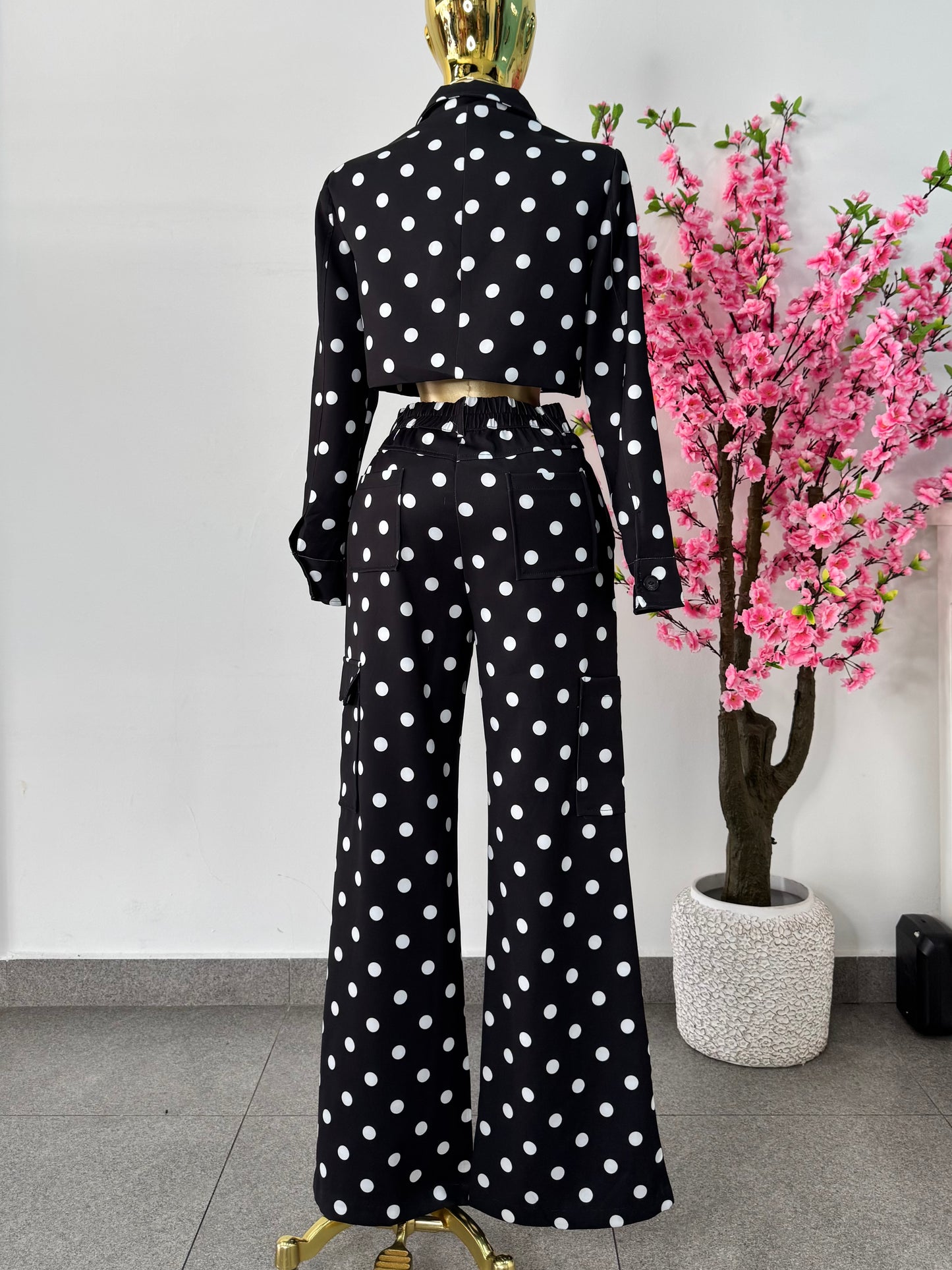 Set polka dots negro