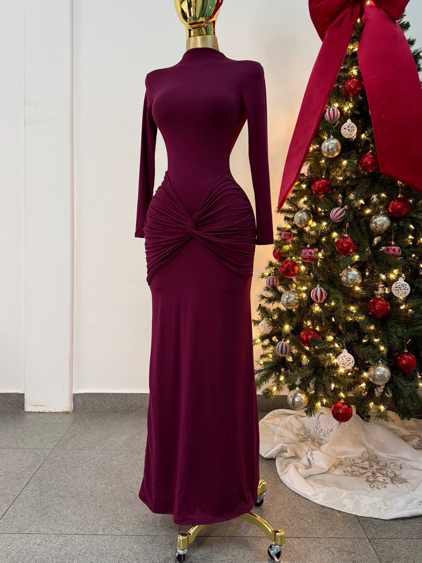 Vestido largo burgundy