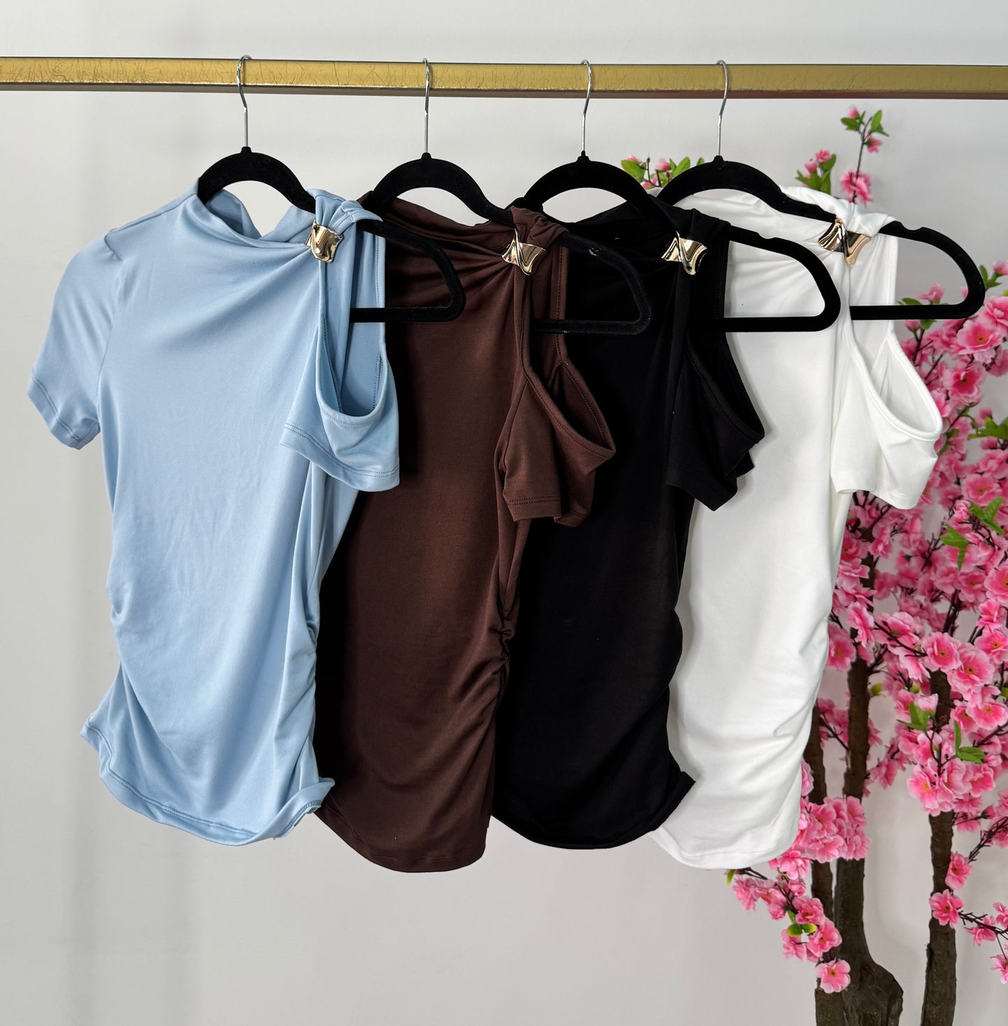 Blusa basica licra azul cielo