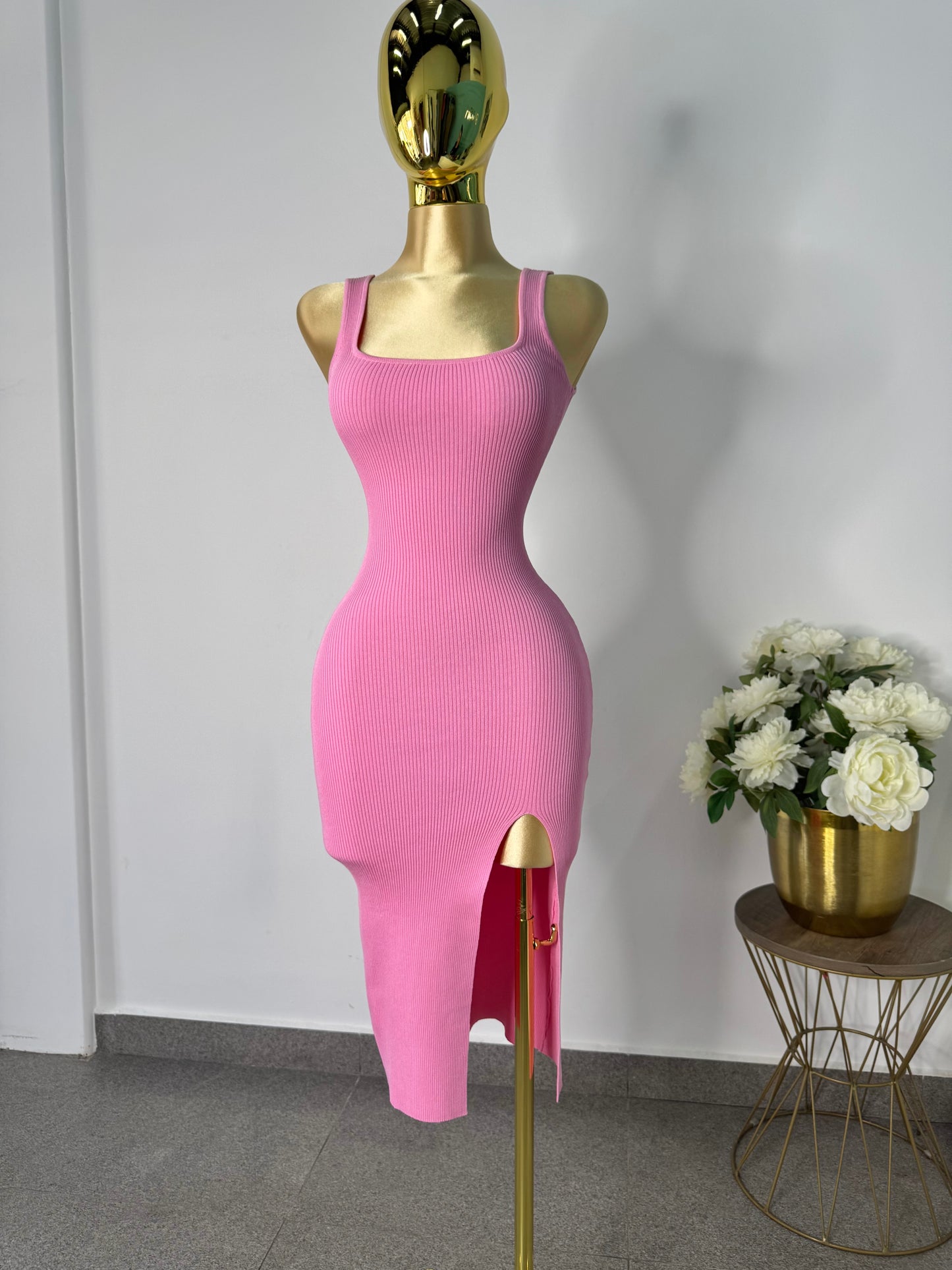 Vestido rosa tela punto