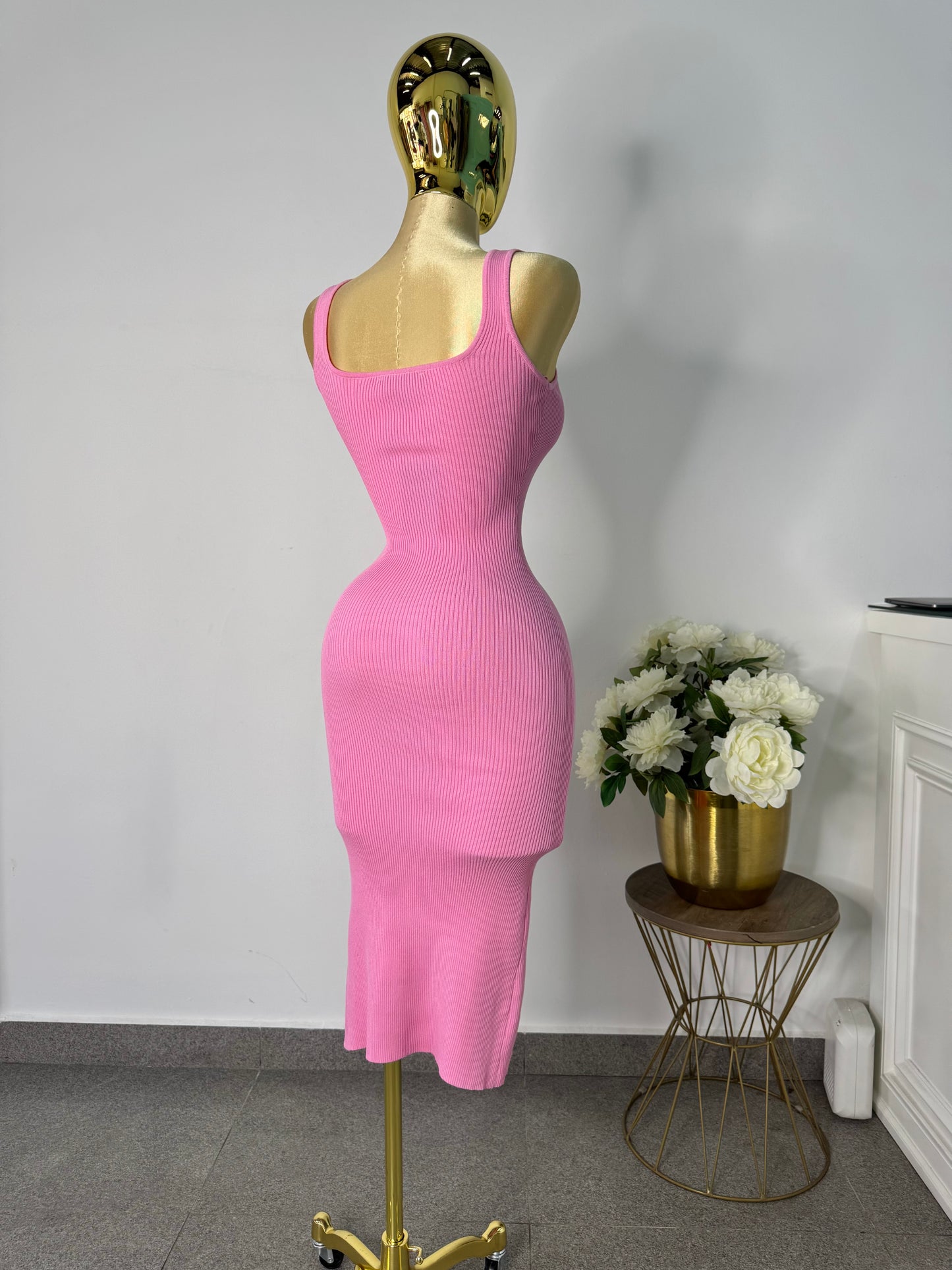 Vestido rosa tela punto