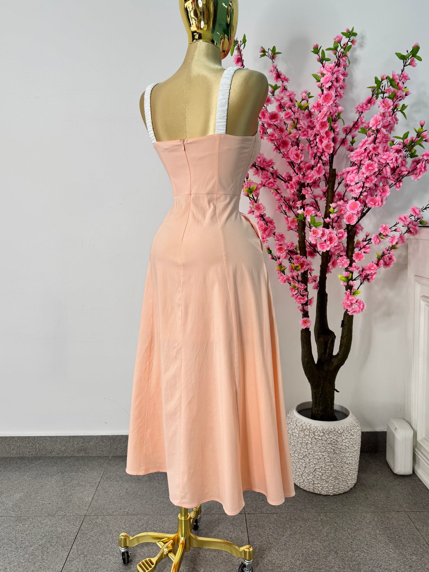 Vestido midi durazno