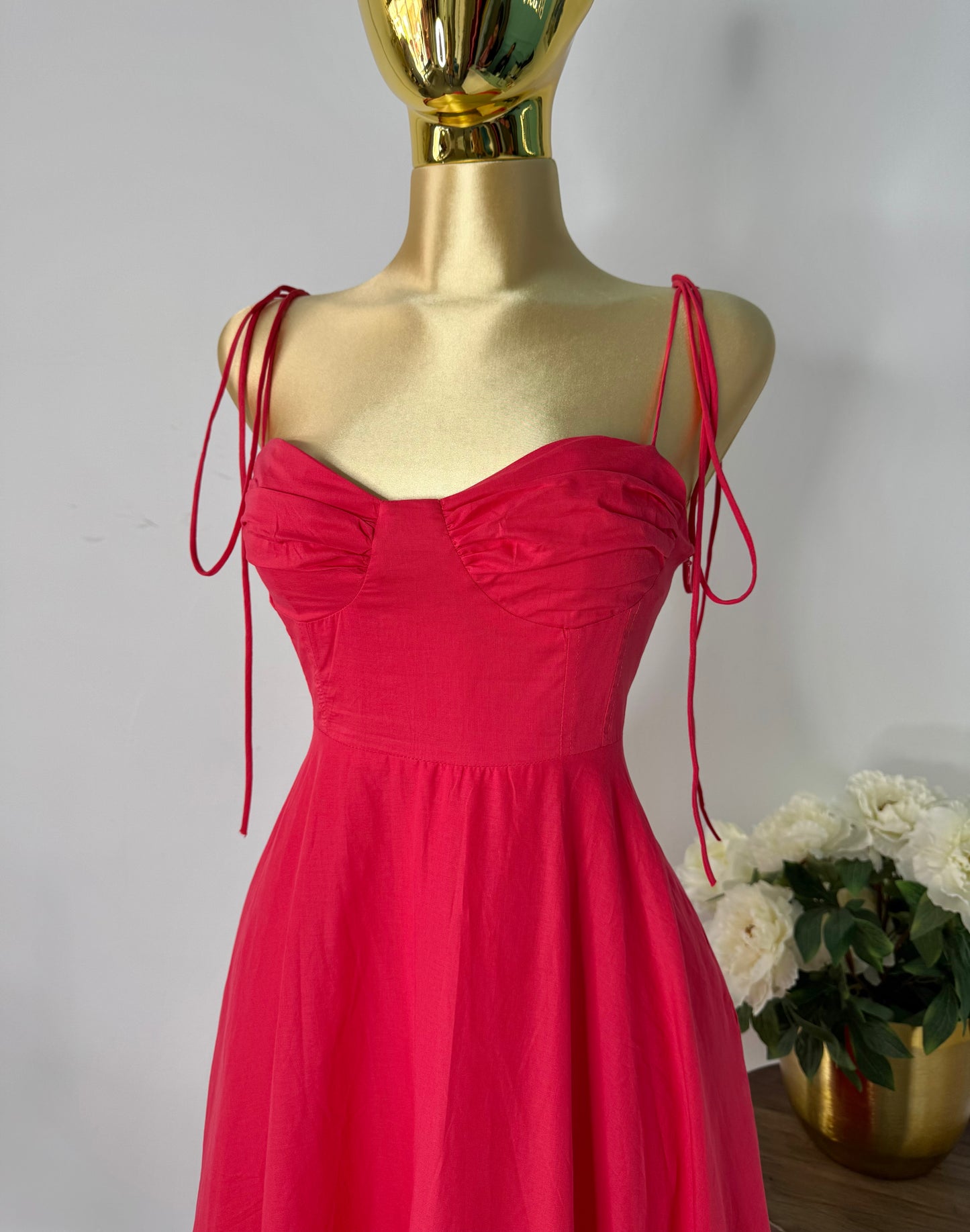 Vestido rojo volado largo