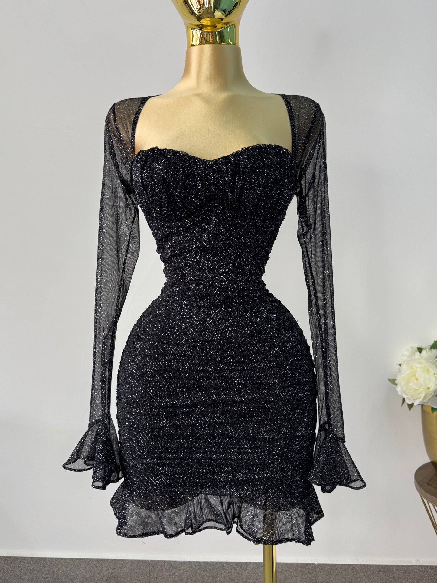 Vestido dress negro brillos