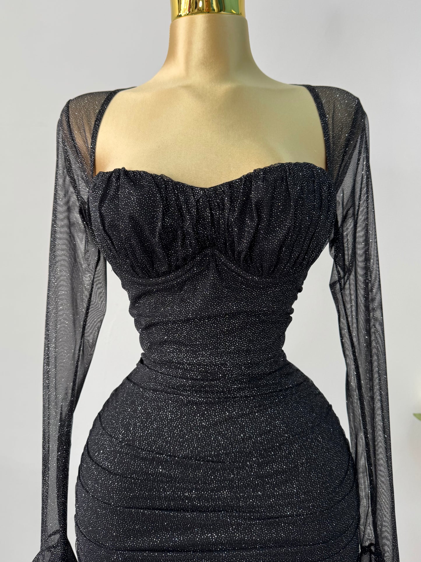 Vestido dress negro brillos