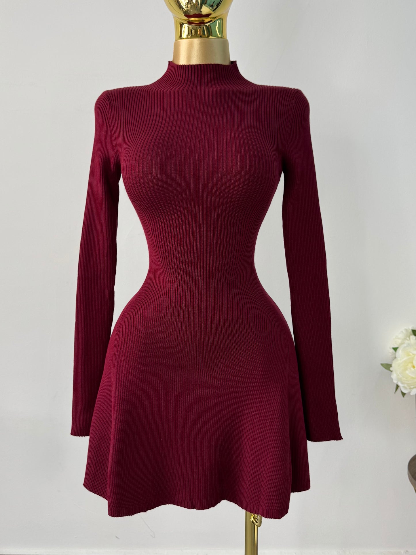Vestido punto tinto manga larga
