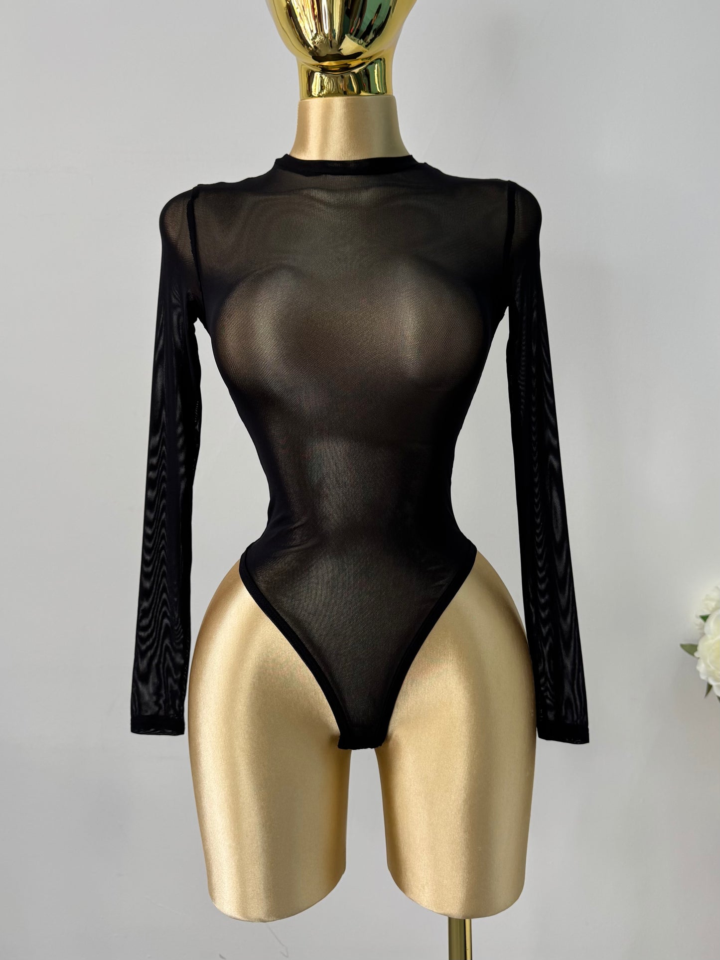Body negro mesh liso