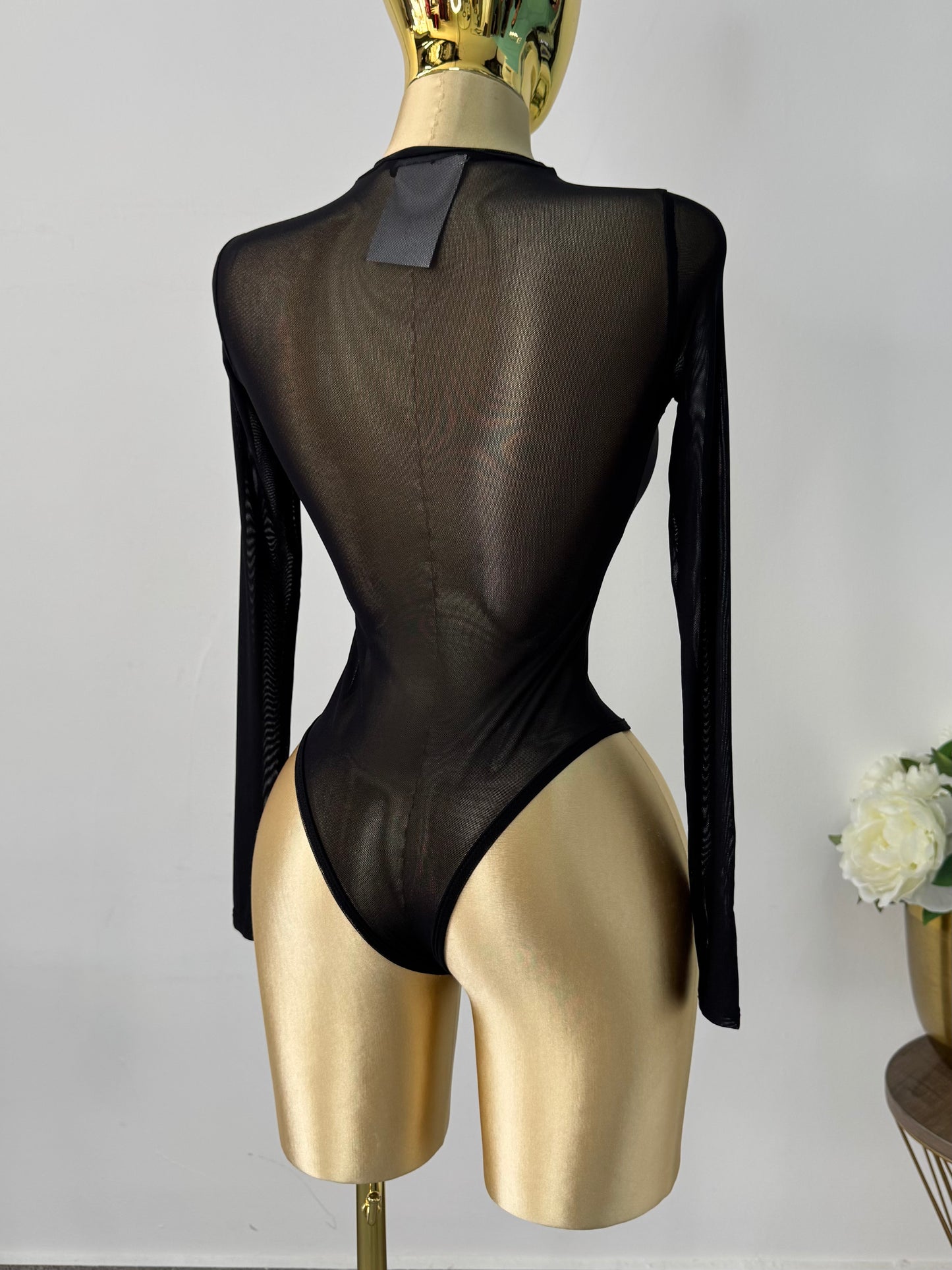 Body negro mesh liso