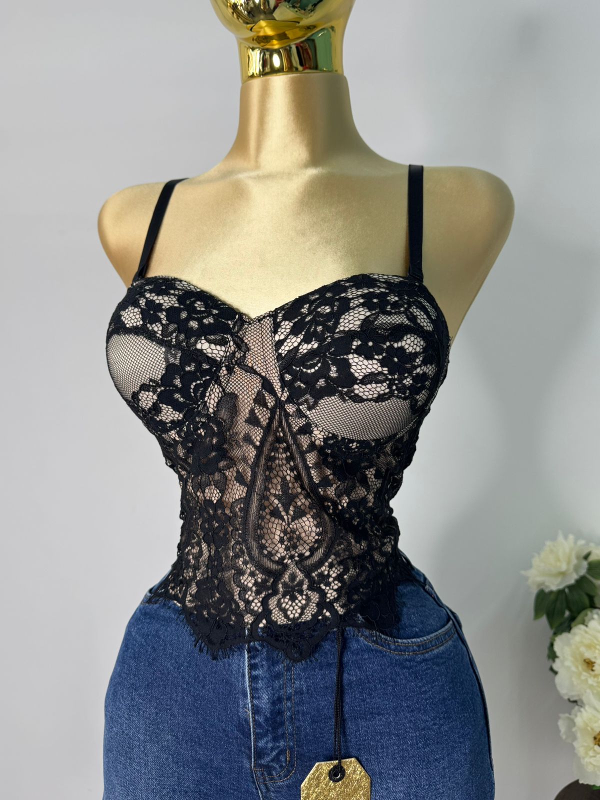 Corset encaje negro