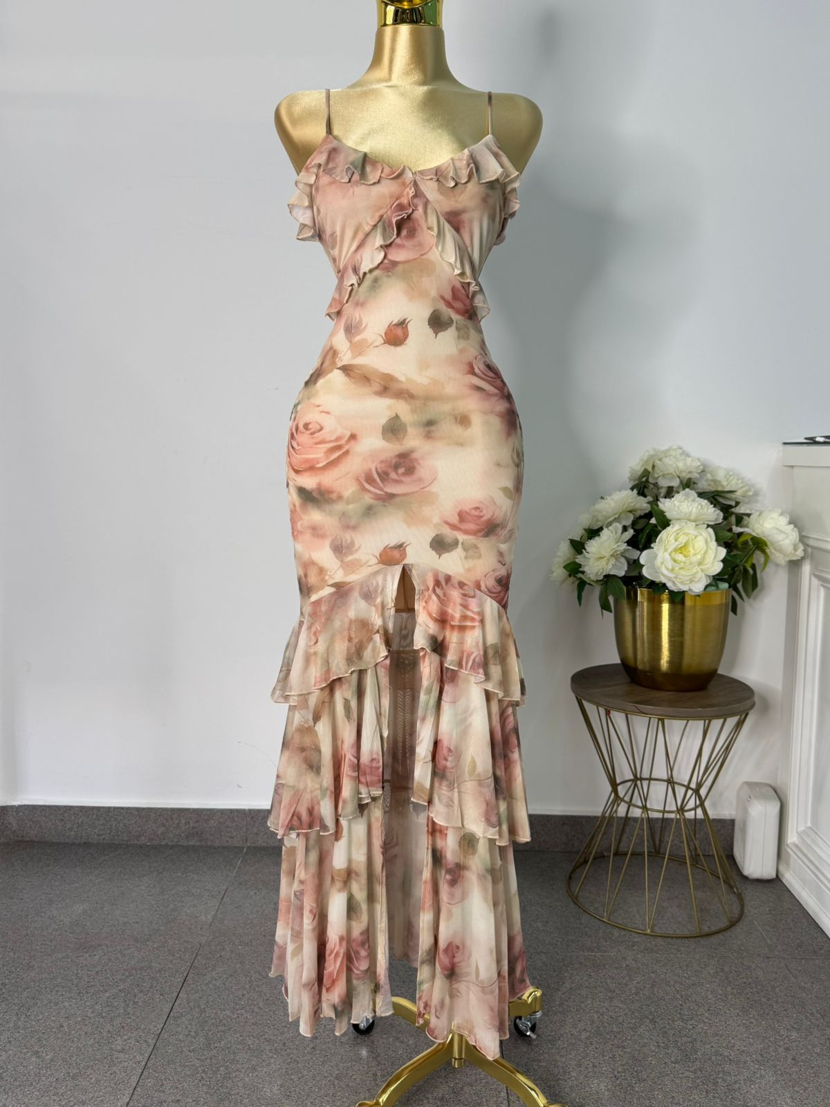 Vestido mesh colores neutro