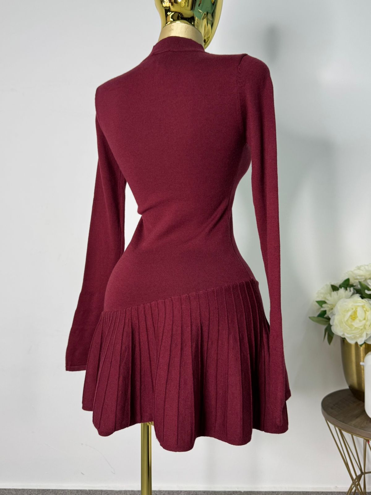 Vestido punto tinto plisado