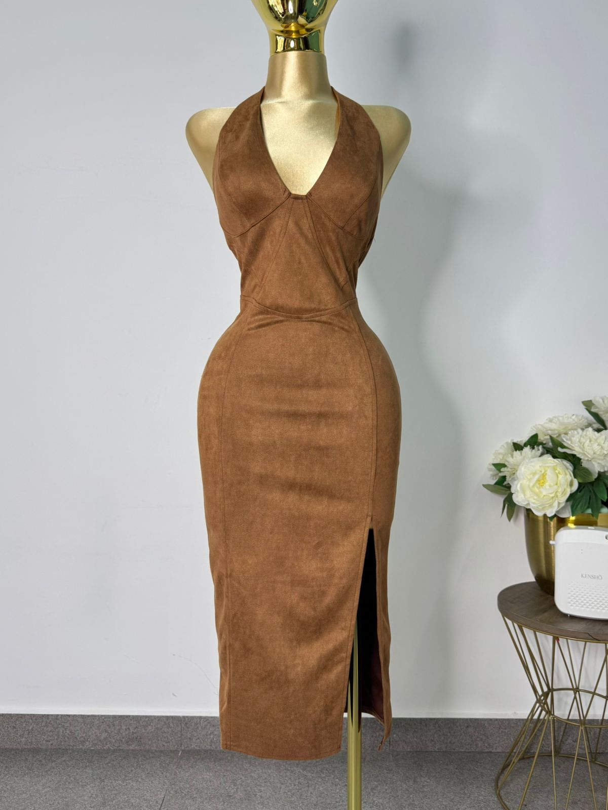 Vestido hater gamuza cafe