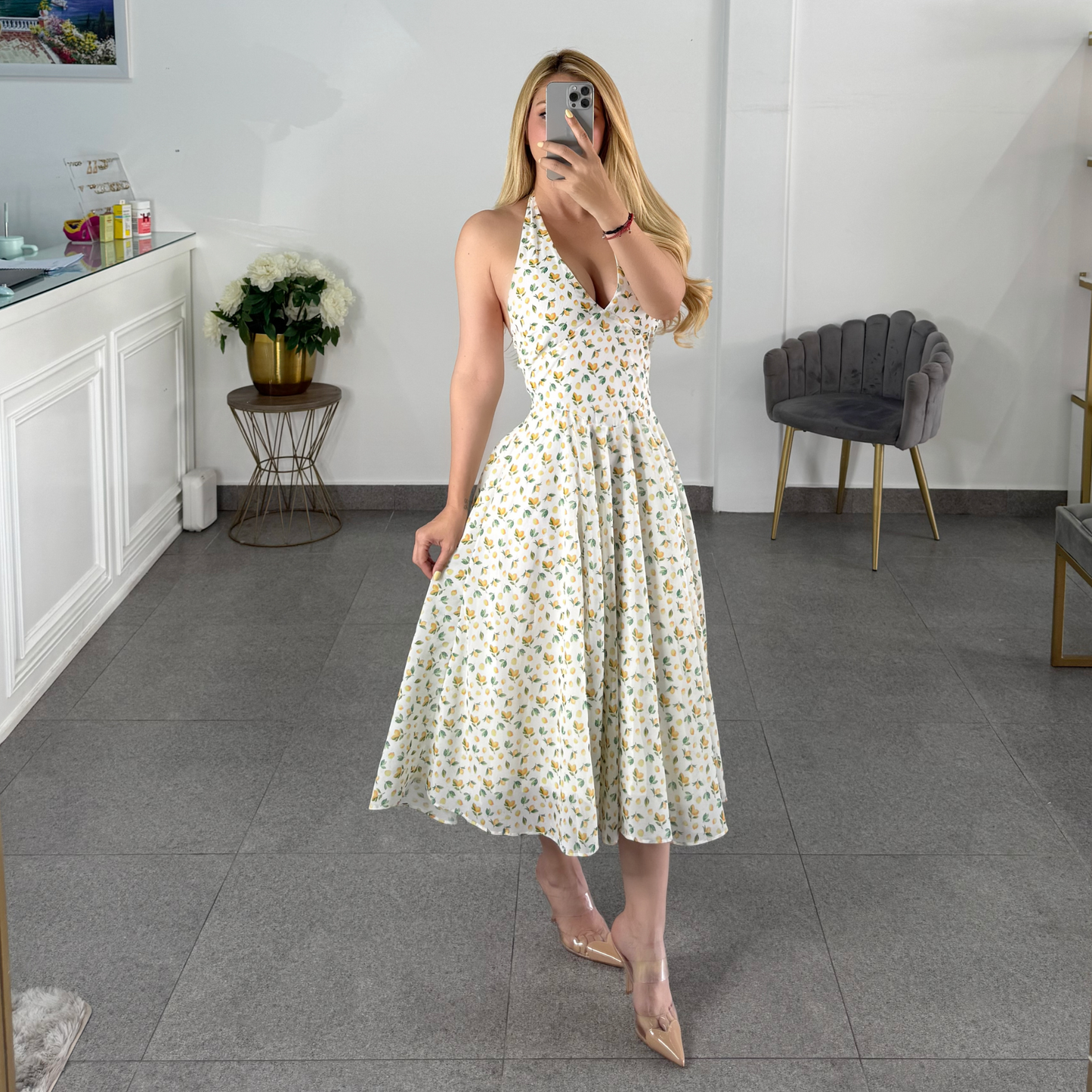 vestido midi limones