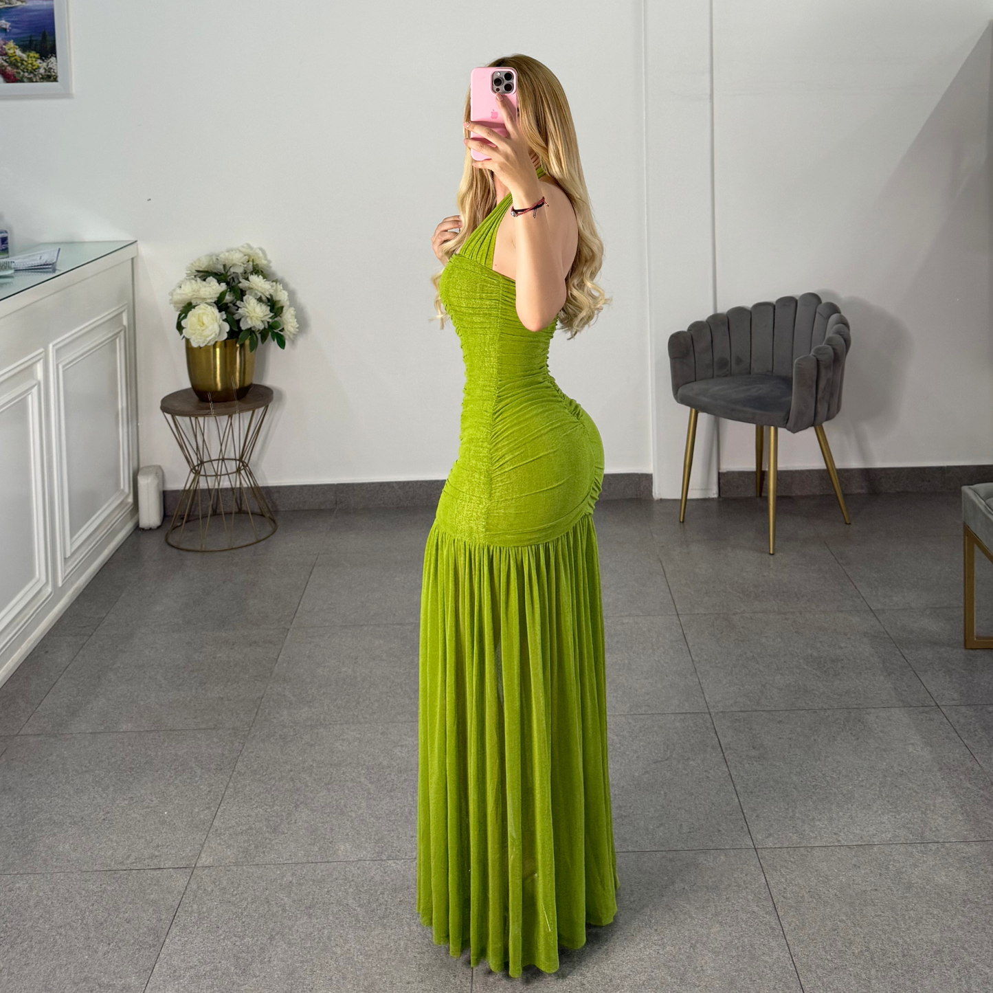 Vestido verde mesh