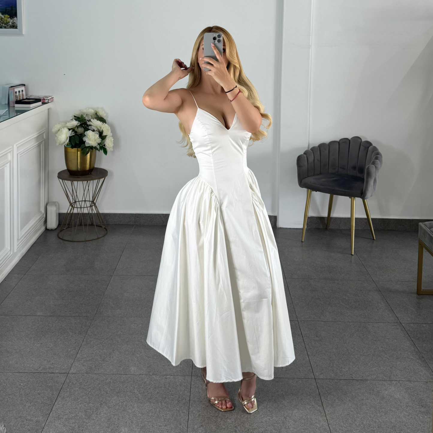 Vestido midi blanco