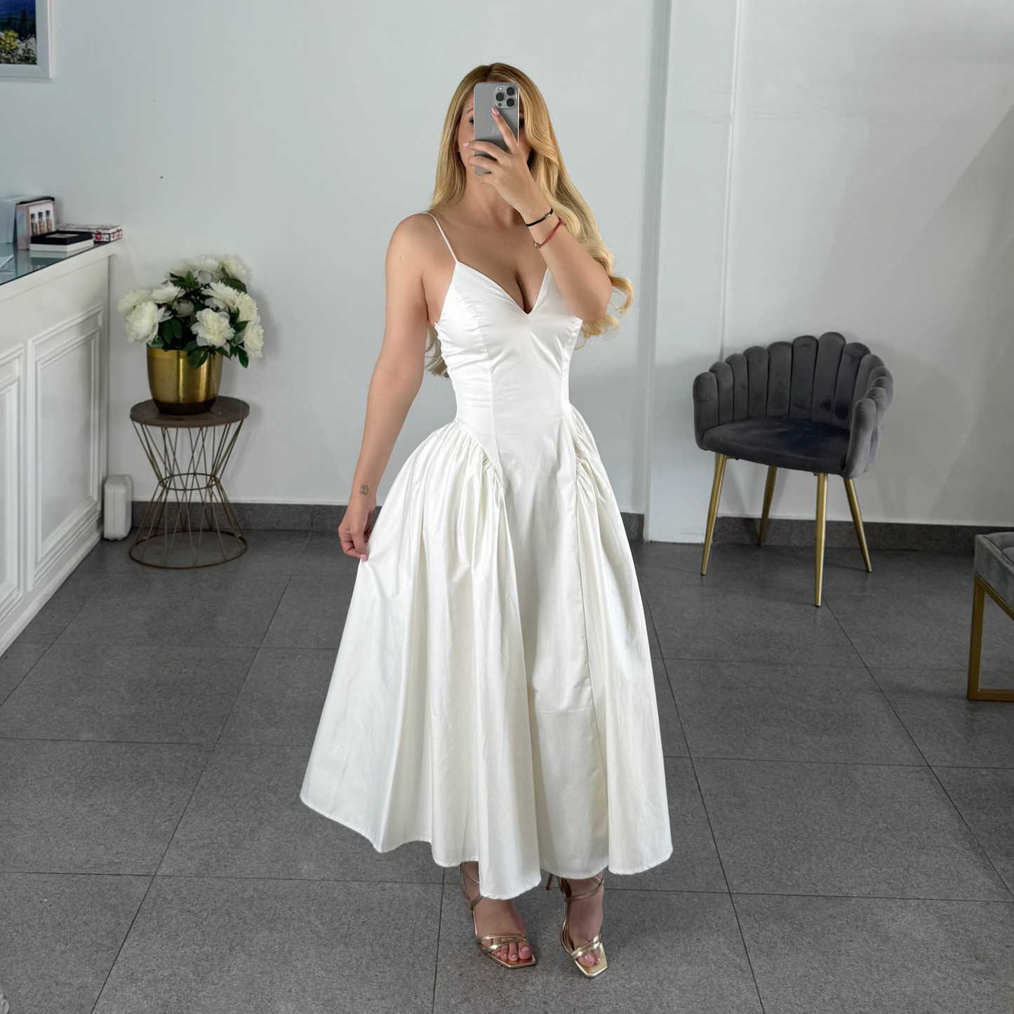 Vestido midi blanco