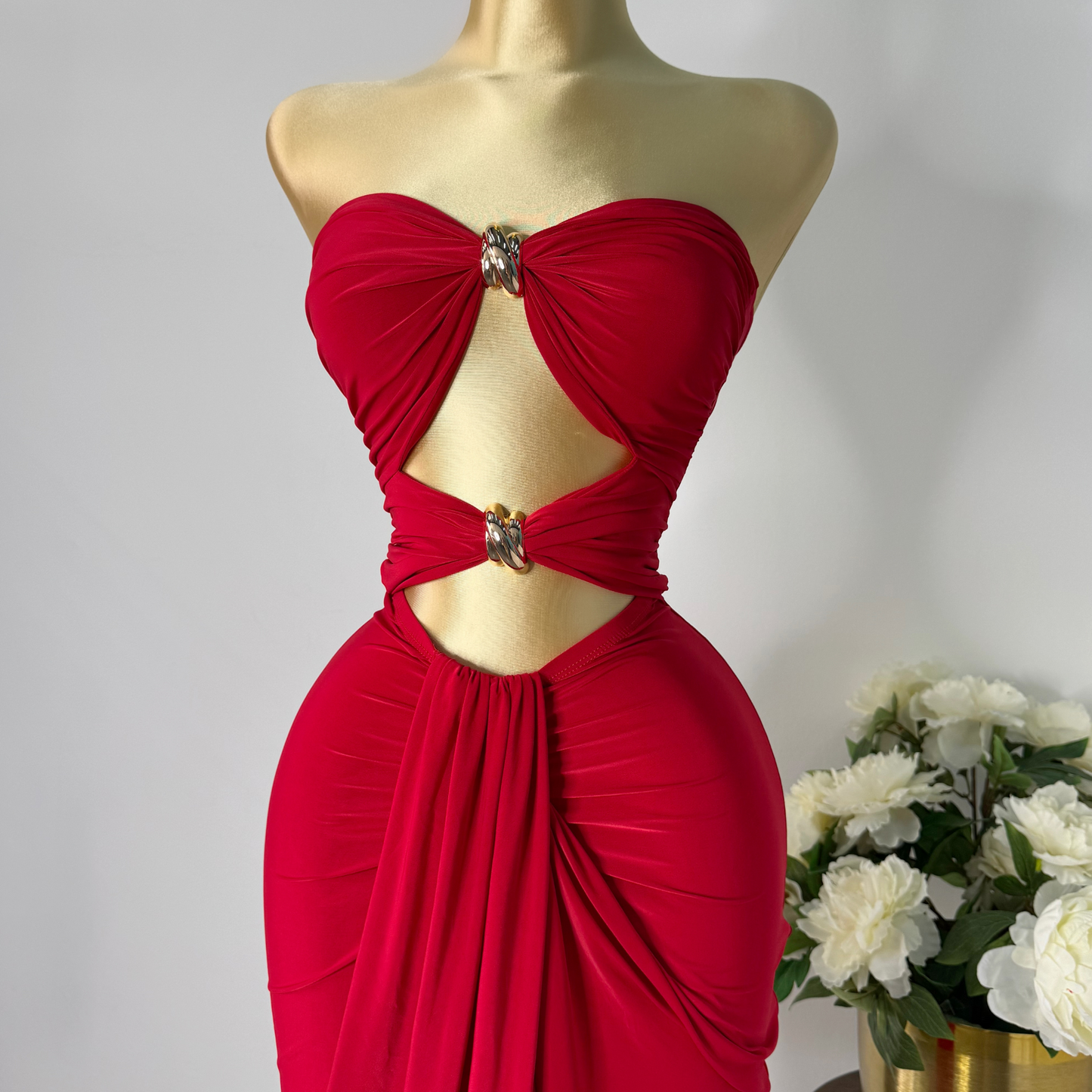 Vestido rojo strapless