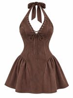 Vestido gamuza cafe