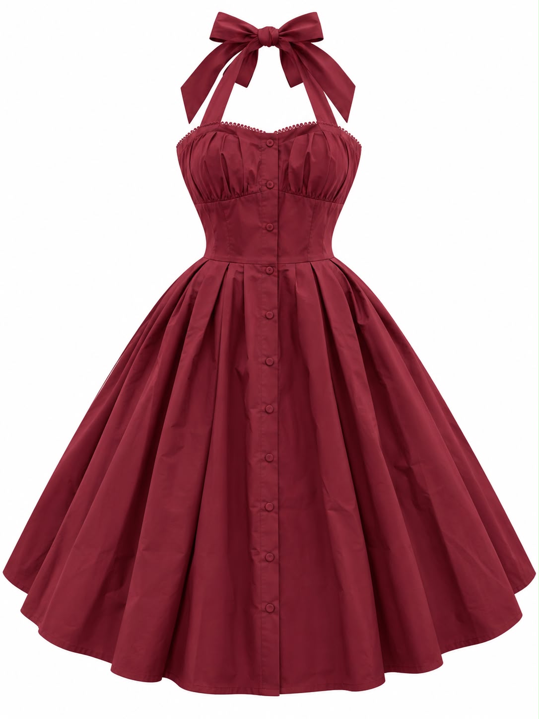 Vestido halter burgundy corte princesa