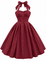Vestido halter burgundy corte princesa