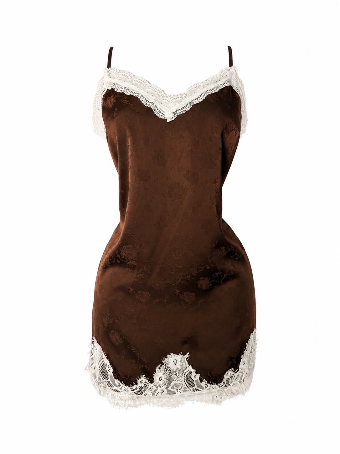 Blusón satinada chocolate encaje