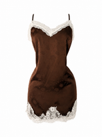 Blusón satinada chocolate encaje