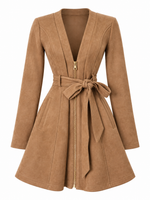 Vestido gabardina camel