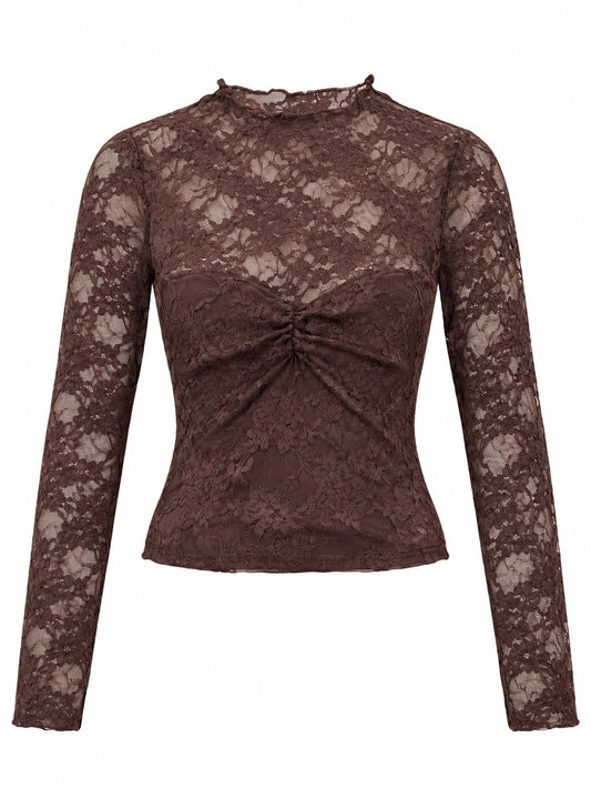 Blusa encaje cafe