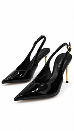 Zapatillas negras charol detalle dorado