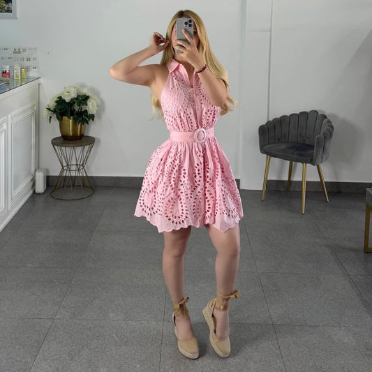vestido corto rosa