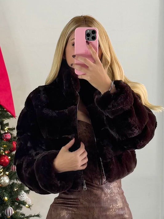 Abrigo cafe chocolate de peluche