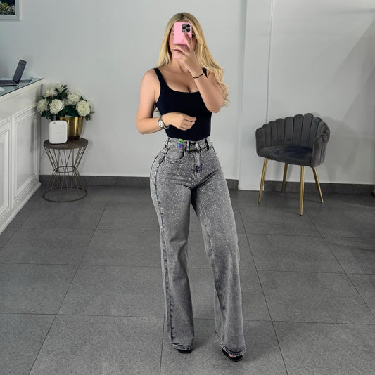 Jeans vibrant gris brillos
