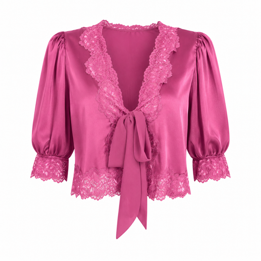 Blusa satin magenta