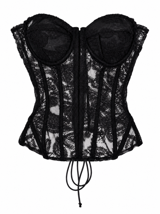 Top negro encaje strapless