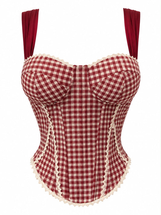 Corset cuadros rojo