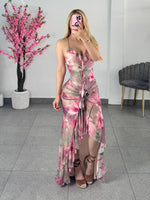 Vestido Mesh tonos rosa y cafe