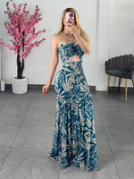 Vestido azul Aqua y beige