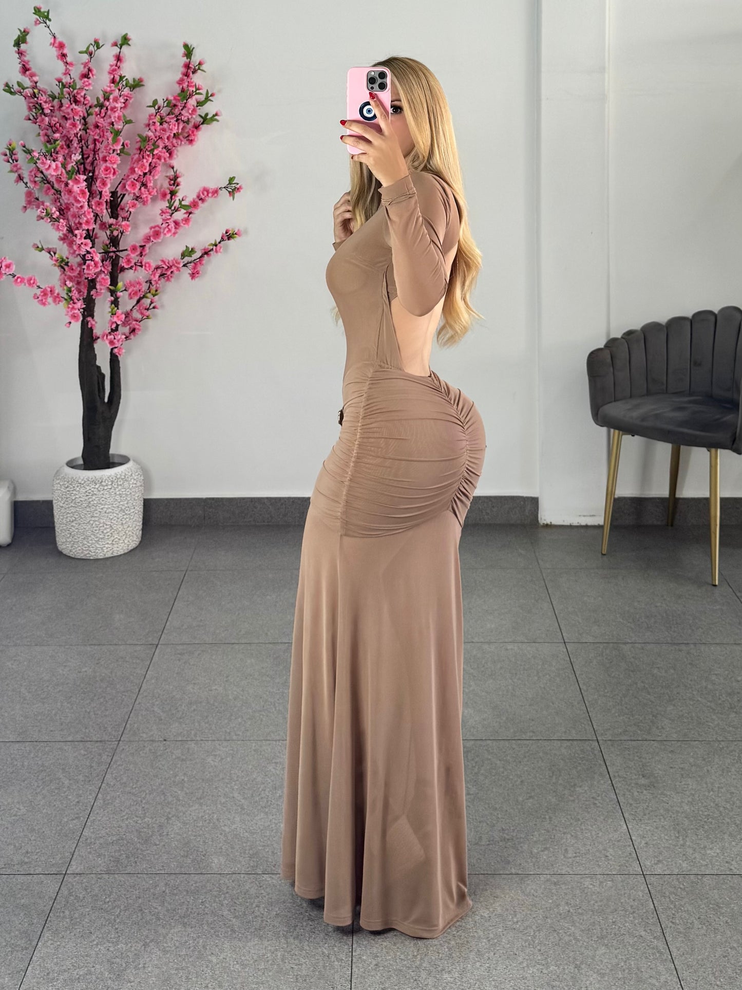 Vestido Mesh cafe